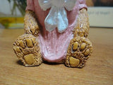 Vintage 1986 Baby Girl Bear in Pink Dress Carved Stone Figurine