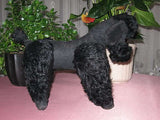 Antique German Black Mohair Poodle Dog 11 Inch Standing 1920s RARE