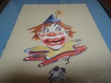 2 Vintage Original Art CLOWN Faces Paintings Watercolors Pair OOAK