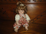 Porcelain Doll Musical Mechanical Baby Plays Brahms Lullaby Wind Up Moving Body