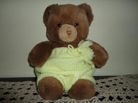 Gund Tender Teddy Bear Grumpy Face Wearing Knitted Shorts Vintage 1983