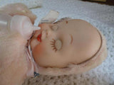 Antique Vintage Musical Moving Baby Girl Doll Silk Plush Windup Key Bottle Moves