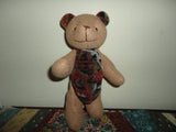 Fabric & Corduroy Teddy Bear Button Jointed RARE