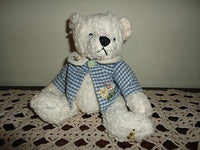 White Corduroy Girl Bear Gingham Jacket with Flowers and Bees