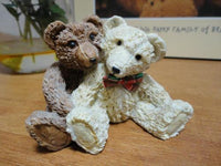 Vintage Replica Steiff Bears Brown & White Painted Carved Stone Figurine RARE