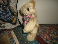 Shaggy BABY TEDDY BEAR Plaid Ribbon Fully Jointed