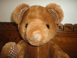 Fun Farm Sitting Brown Bear Vintage 1982 Plaid Cloth Paws