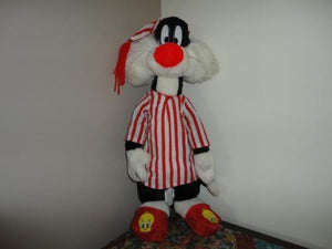 Looney Tunes SYLVESTER in Pajamas and Tweety Slippers 21 inch WB 1997