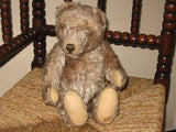Antique 1940s Steiff Original Teddy Bear Jointed Gray Mohair 35 cm US ZONE