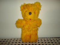 Old Antique Teddy Bear with Felt Tongue Yellow Plush 14 inch