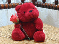 PMS UK Tender Moments Bright Red Teddy Bear w Rose All Tags Valentine