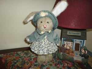 Bunny Rabbit Girl Plush Toy Handmade Grey Velvet Jacket & Hat CUTE !