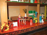 Old Vintage Dutch Holland SIO Doll House Red Roof w Miniatures