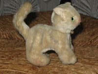 Antique Old German Kitten Cat Mohair 11 cm 4.25 inch Green Glass Eyes