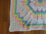 Hand Knitted Baby Teddy or Doll Blanket Rainbow Colors