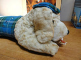 Antique UK England 1939 Sherlock Holmes Dog w Pipe Silk Plush Tartan Fabric