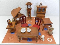 Vintage Miniature Dollhouse Wooden Furniture Piano Grandfather Clock Cabinet