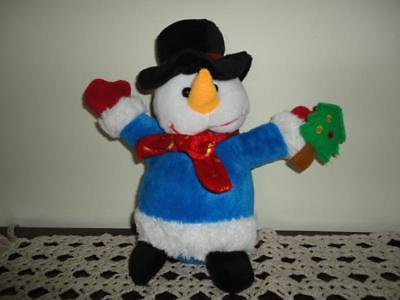 Snowman with Christmas Tree Stuffed Plush 10 inch