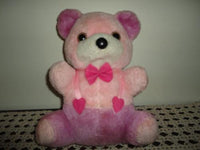 Vintage Pink & Purple Plush Teddy Bear Solid Stuffed