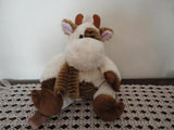 Cow Backpack Pajama Carrying Case White Brown Super Soft Plush 15 Inch