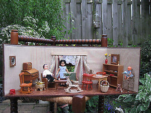 Antique 1940s Doll House German Pine Wood With Accessories German Ari Dolls