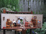 Antique 1940s Doll House German Pine Wood With Accessories German Ari Dolls