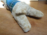 Antique UK England 1939 Sherlock Holmes Dog w Pipe Silk Plush Tartan Fabric