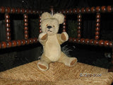 Antique 1950s UK Beige Mohair Teddy Bear Jointed Wood Fibers Glass Eyes 13 Inch