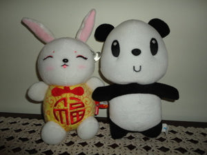 Hong Kong Ocean Park PANDA & Metoo Chinese Bunny RABBIT lot of 2 toys