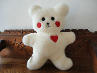 Vintage Flat Cream Wooly Bear with Felt Heart 15 inch