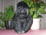 Antique German Black Mohair Poodle Dog 11 Inch Standing 1920s RARE