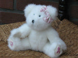 Boyds Bear White Jointed Cancer Ribbon & Basket on Paws 1988 2004