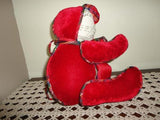 Christmas Bear Red Velvet Plaid & Canvas Fabric with Sleigh Bell
