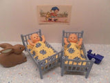 Vintage 1970s Fiba Doll Made in Italy Beds Highchair 6 Dolls Set ES Germany