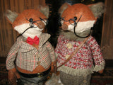 Grandpa & Grandma Foxes One of a Kind Dutch Artist Handmade 18 inch