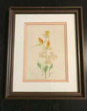 Original Floral Art Signed Watercolor Artist KOVACS 1985 Custom Framed 11"x9"