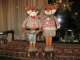 Grandpa & Grandma Foxes One of a Kind Dutch Artist Handmade 18 inch