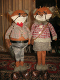 Grandpa & Grandma Foxes One of a Kind Dutch Artist Handmade 18 inch