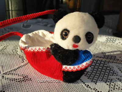Dakin Vintage Mohair Panda Bear Purse Very Rare