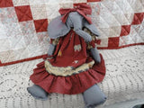OOAK ELEPHANT Folk Art Doll CANADA Artist Painted Cotton Fabric Rare