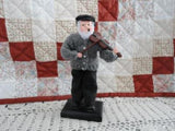 Vintage Handmade Country Old Man Play Fiddle Figurine