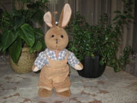 Dutch Bunny Rabbit Plush In Overalls RARE 12.5 Inch Brown Stuffed Animal Plush