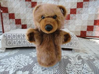 24K Mighty Star Corkie Grizzly Bear Hand Puppet Brown 10 Inch 1985