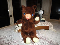 Antique Ganz Bros Toys Brown Teddy Bear Plush Rubber Snout 17 Inch 1960s