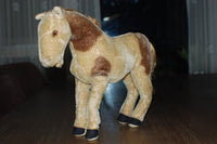 Steiff Standing Horse 1950s No Halter 1328,0 Mohair White Brown Spotted w Button