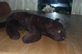 Steiff Lying Panther Dralon Fur Black Super Soft 5322/35 Button & Tag 1970s