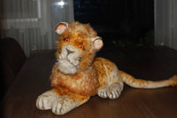 Antique Old Laying Young Lion Cub Silk Plush 1961 Kamar Japan