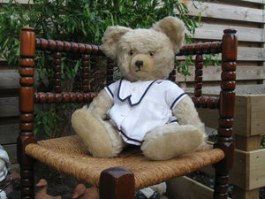 Antique Richard Diem Bear 50 CM White Mohair Fully Jointed 1940s Germany