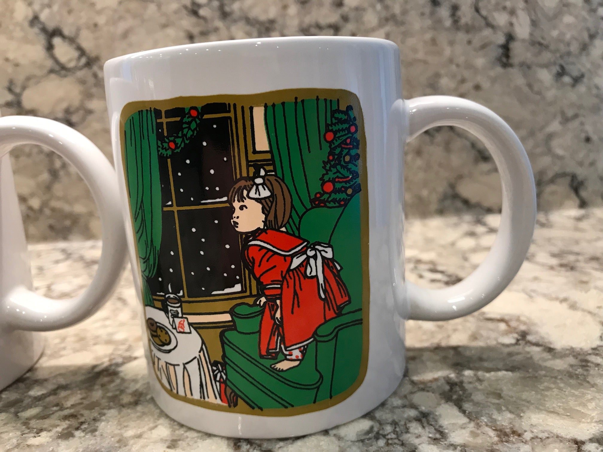 Vintage Tim Hortons Christmas Ceramic Cup Mug Girl at Window Waiting f