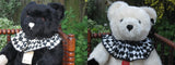 Hermann Germany 2 Bears Set Harlequin Man & Lady Mohair B&W 23.6"  LTD ED 1992